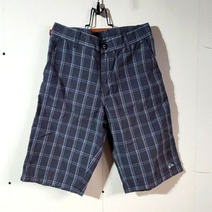 2/$20 Quicksilver charcoal grey plaid boys youth teen shorts, size 14